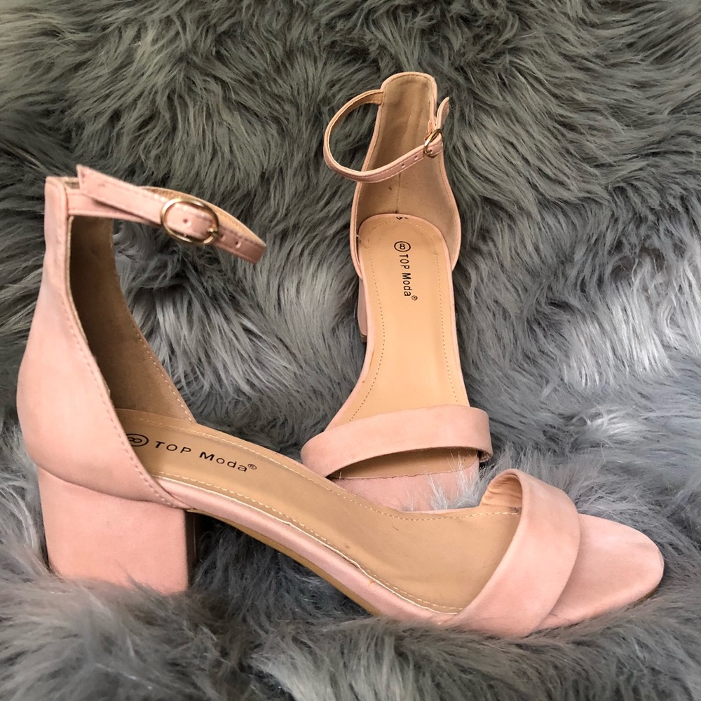 Baby pink low heel sandal
